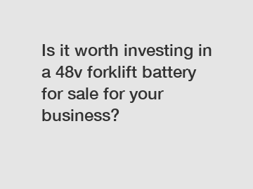 Is it worth investing in a 48v forklift battery for sale for your business?