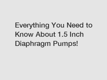 Everything You Need to Know About 1.5 Inch Diaphragm Pumps!