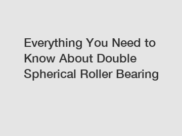 Everything You Need to Know About Double Spherical Roller Bearing