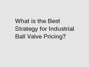 What is the Best Strategy for Industrial Ball Valve Pricing?