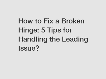 How to Fix a Broken Hinge: 5 Tips for Handling the Leading Issue?