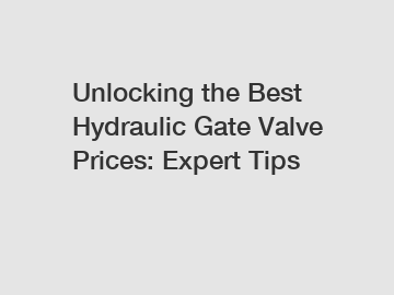 Unlocking the Best Hydraulic Gate Valve Prices: Expert Tips