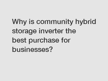 Why is community hybrid storage inverter the best purchase for businesses?