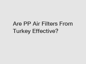 Are PP Air Filters From Turkey Effective?