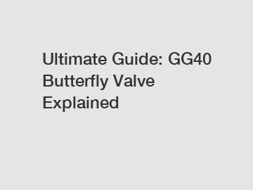 Ultimate Guide: GG40 Butterfly Valve Explained
