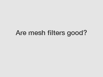 Are mesh filters good?