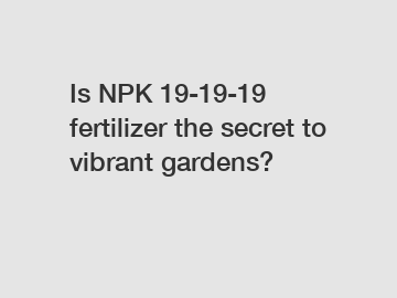 Is NPK 19-19-19 fertilizer the secret to vibrant gardens?