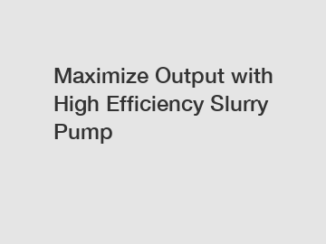 Maximize Output with High Efficiency Slurry Pump