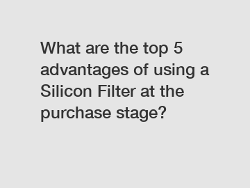 What are the top 5 advantages of using a Silicon Filter at the purchase stage?
