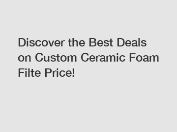 Discover the Best Deals on Custom Ceramic Foam Filte Price!