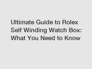 Ultimate Guide to Rolex Self Winding Watch Box: What You Need to Know