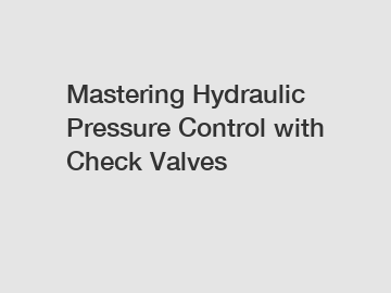 Mastering Hydraulic Pressure Control with Check Valves