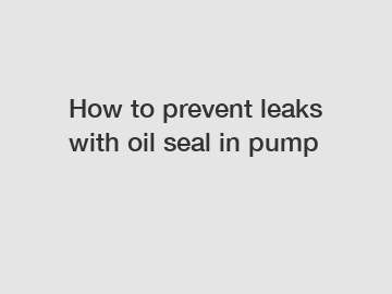 How to prevent leaks with oil seal in pump