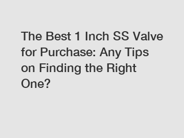 The Best 1 Inch SS Valve for Purchase: Any Tips on Finding the Right One?