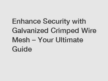 Enhance Security with Galvanized Crimped Wire Mesh – Your Ultimate Guide