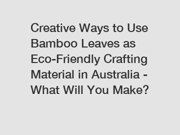 Creative Ways to Use Bamboo Leaves as Eco-Friendly Crafting Material in Australia - What Will You Make?