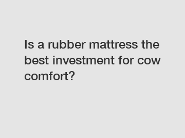 Is a rubber mattress the best investment for cow comfort?