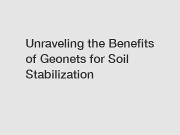 Unraveling the Benefits of Geonets for Soil Stabilization