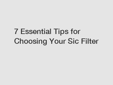 7 Essential Tips for Choosing Your Sic Filter