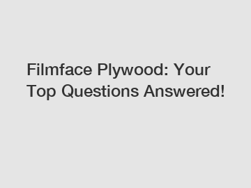 Filmface Plywood: Your Top Questions Answered!