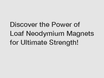 Discover the Power of Loaf Neodymium Magnets for Ultimate Strength!