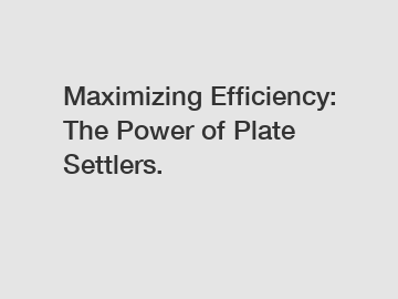 Maximizing Efficiency: The Power of Plate Settlers.