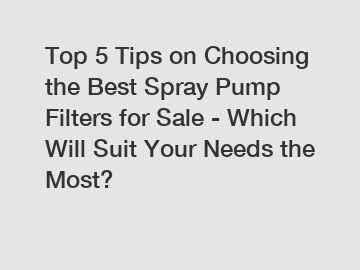 Top 5 Tips on Choosing the Best Spray Pump Filters for Sale - Which Will Suit Your Needs the Most?