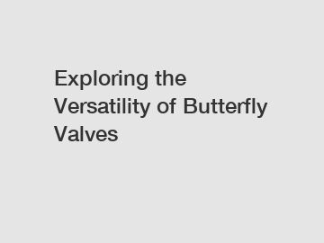 Exploring the Versatility of Butterfly Valves