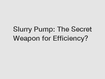 Slurry Pump: The Secret Weapon for Efficiency?