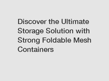 Discover the Ultimate Storage Solution with Strong Foldable Mesh Containers