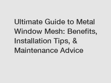 Ultimate Guide to Metal Window Mesh: Benefits, Installation Tips, & Maintenance Advice