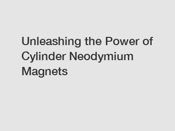 Unleashing the Power of Cylinder Neodymium Magnets