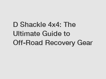 D Shackle 4x4: The Ultimate Guide to Off-Road Recovery Gear