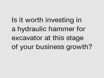 Is it worth investing in a hydraulic hammer for excavator at this stage of your business growth?