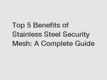 Top 5 Benefits of Stainless Steel Security Mesh: A Complete Guide