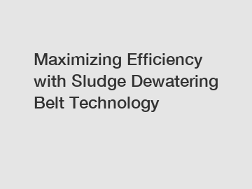 Maximizing Efficiency with Sludge Dewatering Belt Technology