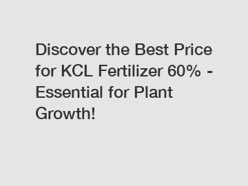 Discover the Best Price for KCL Fertilizer 60% - Essential for Plant Growth!