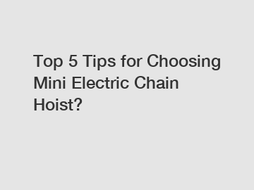 Top 5 Tips for Choosing Mini Electric Chain Hoist?