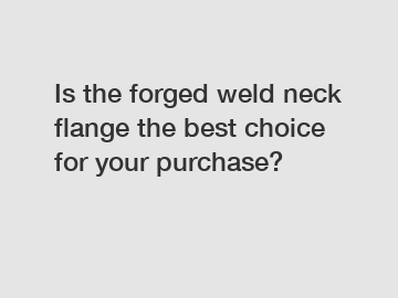 Is the forged weld neck flange the best choice for your purchase?