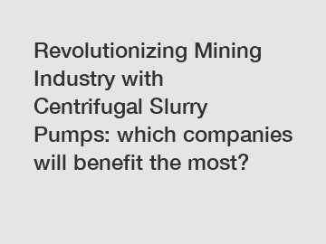 Revolutionizing Mining Industry with Centrifugal Slurry Pumps: which companies will benefit the most?