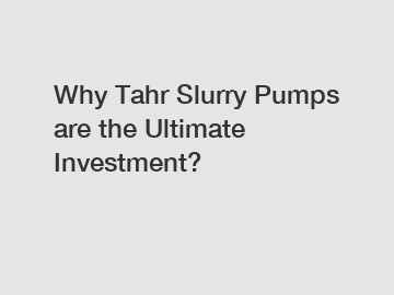 Why Tahr Slurry Pumps are the Ultimate Investment?