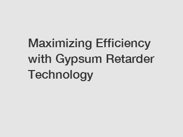 Maximizing Efficiency with Gypsum Retarder Technology