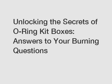 Unlocking the Secrets of O-Ring Kit Boxes: Answers to Your Burning Questions