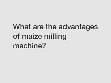 What are the advantages of maize milling machine?