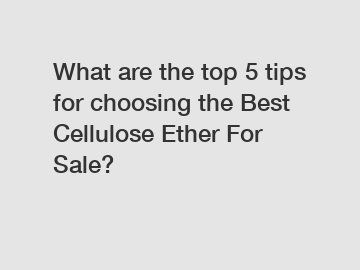 What are the top 5 tips for choosing the Best Cellulose Ether For Sale?