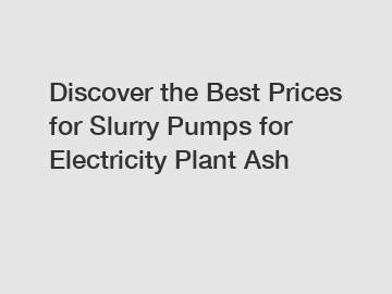 Discover the Best Prices for Slurry Pumps for Electricity Plant Ash