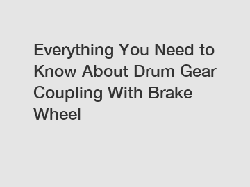 Everything You Need to Know About Drum Gear Coupling With Brake Wheel