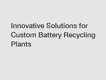 Innovative Solutions for Custom Battery Recycling Plants