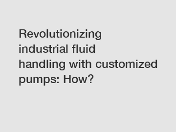 Revolutionizing industrial fluid handling with customized pumps: How?