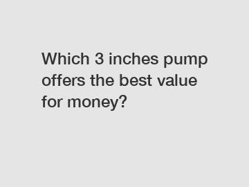 Which 3 inches pump offers the best value for money?